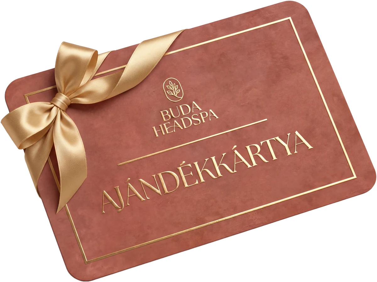 Buda Headspa ajándékkártya aranyszínű masnival